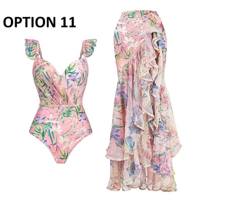 New Floral Ruffle Printed Push Up Swimwear Bikini Set CODE: KAR4917