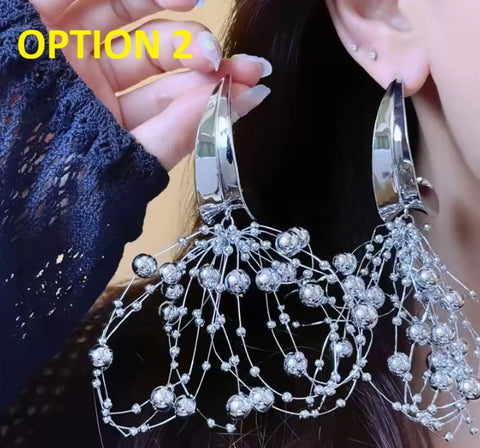 New 1pair Punk beaded tassel personality earrings CODE: KAR4925