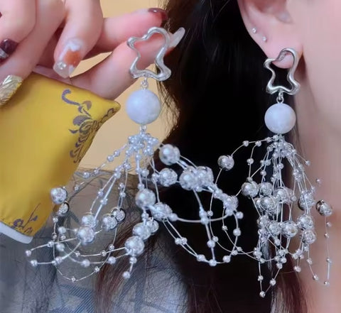 New 1pair Punk beaded tassel personality earrings CODE: KAR4925
