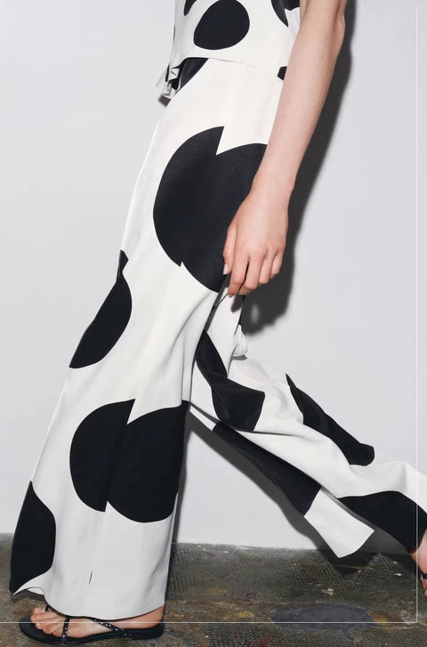 New Polka Dot Top + Wide-Leg Pant Two Piece Set CODE: KAR4926