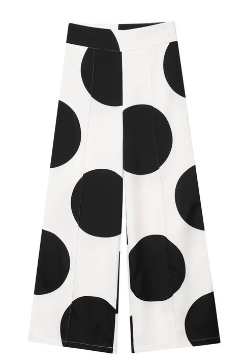 New Polka Dot Top + Wide-Leg Pant Two Piece Set CODE: KAR4926