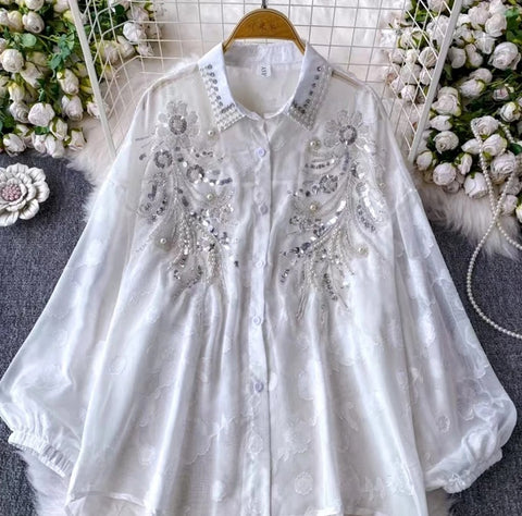 New Lantern Sleeve Loose Casual Sunscreen Tops CODE: KAR4929