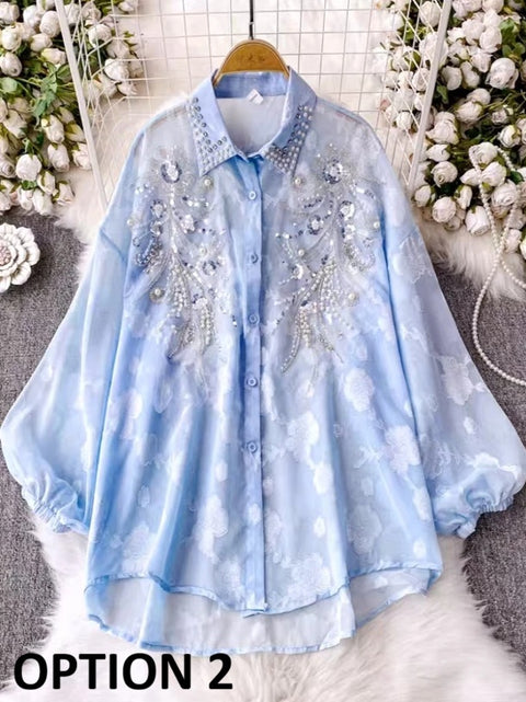 New Lantern Sleeve Loose Casual Sunscreen Tops CODE: KAR4929