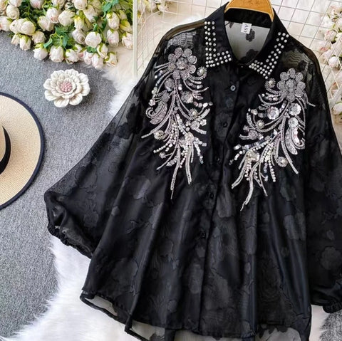 New Lantern Sleeve Loose Casual Sunscreen Tops CODE: KAR4929