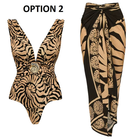 New Deep V Simple Sense Conch Design Two-piece Set Swimwear CODE: KAR4934