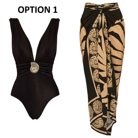 New Deep V Simple Sense Conch Design Two-piece Set Swimwear CODE: KAR4934