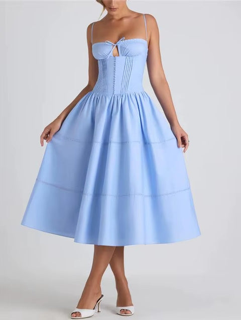 New Fashion Sweet Bow Lacing Chic Hollow Out Midi Dress CODE: KAR4943