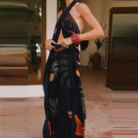 New Printed Sleeveless Long Casual 2 Piece Set CODE: KAR4944