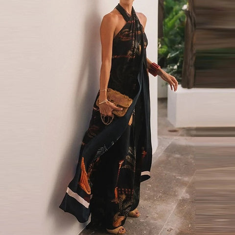 New Printed Sleeveless Long Casual 2 Piece Set CODE: KAR4944