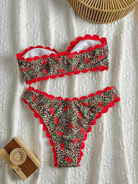 New Sexy Strapless Leopard Print Bikinis 2 Piece Set CODE: KAR4947