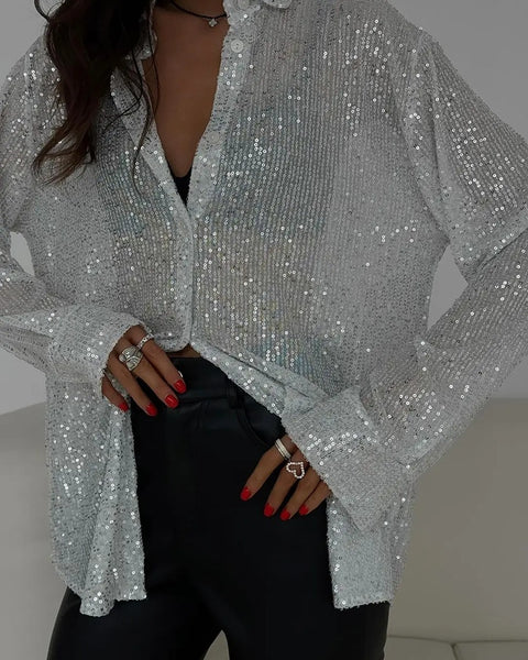 New Long Sleeve Sexy Outerwear Sequin Shirt CODE: KAR4949