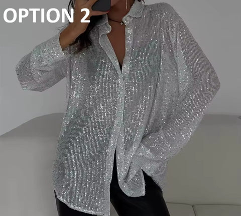New Long Sleeve Sexy Outerwear Sequin Shirt CODE: KAR4949