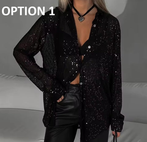 New Long Sleeve Sexy Outerwear Sequin Shirt CODE: KAR4949