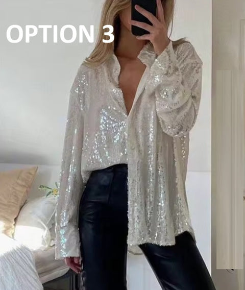 New Long Sleeve Sexy Outerwear Sequin Shirt CODE: KAR4949