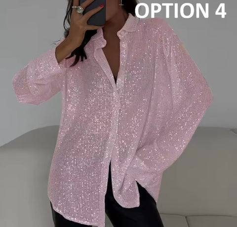 New Long Sleeve Sexy Outerwear Sequin Shirt CODE: KAR4949