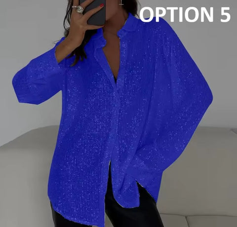 New Long Sleeve Sexy Outerwear Sequin Shirt CODE: KAR4949