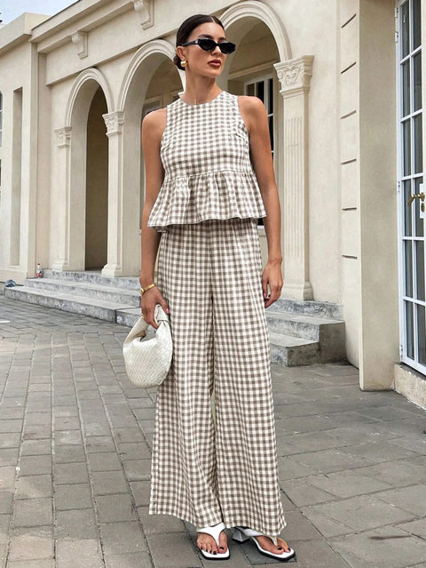 New Sleeveless Tank Top and Wide Leg Barrel Pants Suits CODE: KAR4950