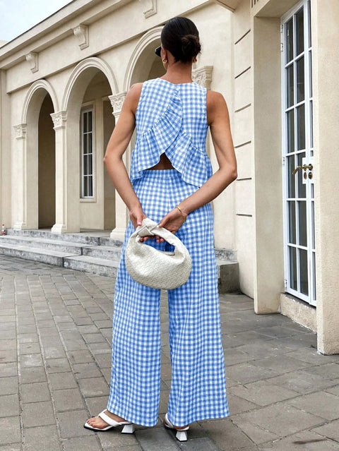 New Sleeveless Tank Top and Wide Leg Barrel Pants Suits CODE: KAR4950
