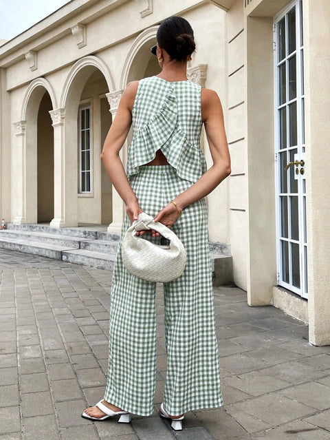 New Sleeveless Tank Top and Wide Leg Barrel Pants Suits CODE: KAR4950