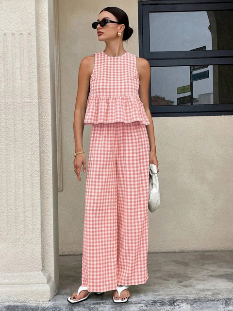 New Sleeveless Tank Top and Wide Leg Barrel Pants Suits CODE: KAR4950