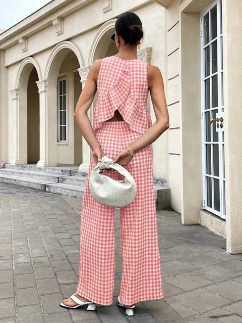 New Sleeveless Tank Top and Wide Leg Barrel Pants Suits CODE: KAR4950