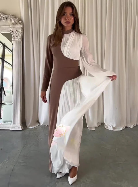 New Fashion Color Blocked  Slim Fit Elegant Retro Dress CODE: KAR4957