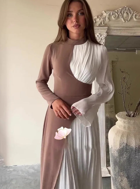 New Fashion Color Blocked  Slim Fit Elegant Retro Dress CODE: KAR4957