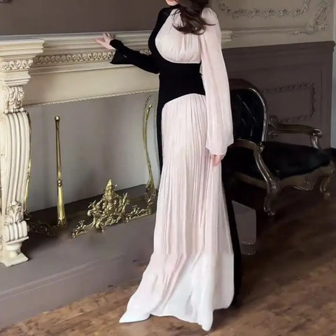 New Fashion Color Blocked  Slim Fit Elegant Retro Dress CODE: KAR4957