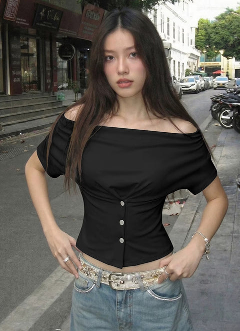 New Solid Soft Stretchy Draped Cowl Neck Crop Top CODE: KAR4959