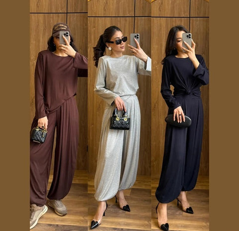 New Crew Neck Oversized Versatile Two-Piece Set CODE: KAR4965