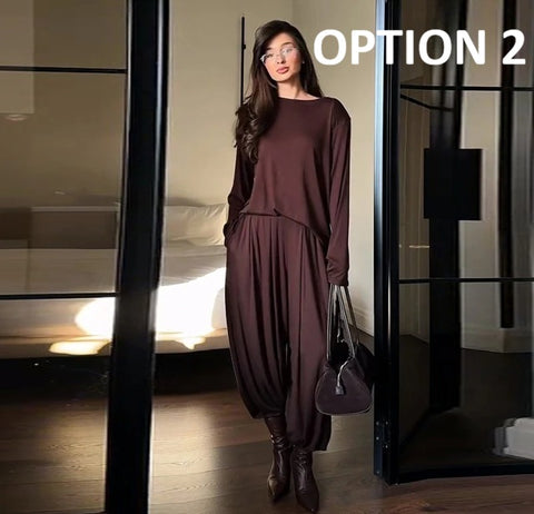 New Crew Neck Oversized Versatile Two-Piece Set CODE: KAR4965