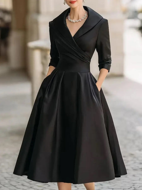 New Elegant Waist-Contracted Mid-Calf Fit and Flare Long Dress CODE: KAR4969
