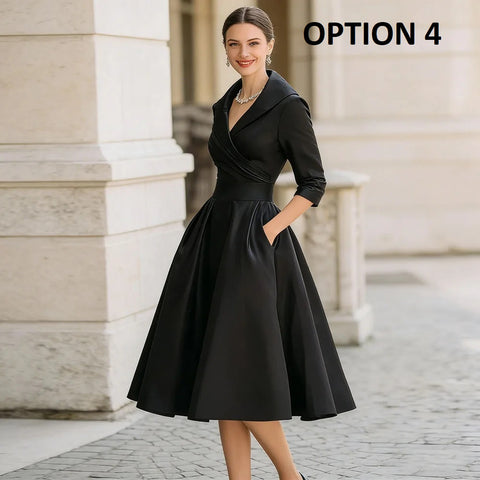 New Elegant Waist-Contracted Mid-Calf Fit and Flare Long Dress CODE: KAR4969