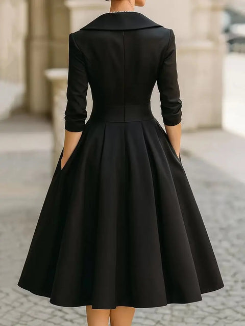 New Elegant Waist-Contracted Mid-Calf Fit and Flare Long Dress CODE: KAR4969