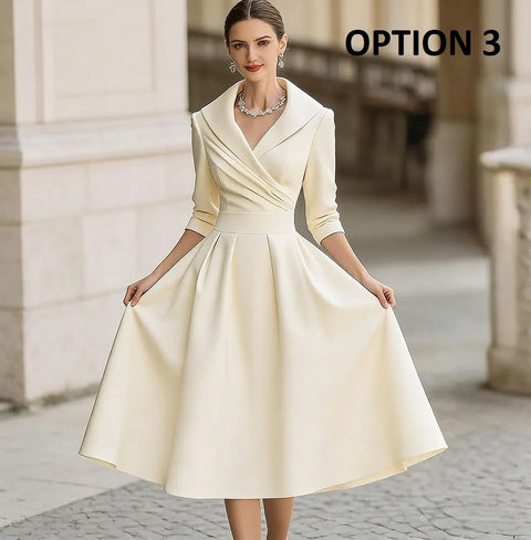 New Elegant Waist-Contracted Mid-Calf Fit and Flare Long Dress CODE: KAR4969