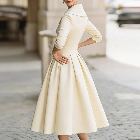 New Elegant Waist-Contracted Mid-Calf Fit and Flare Long Dress CODE: KAR4969