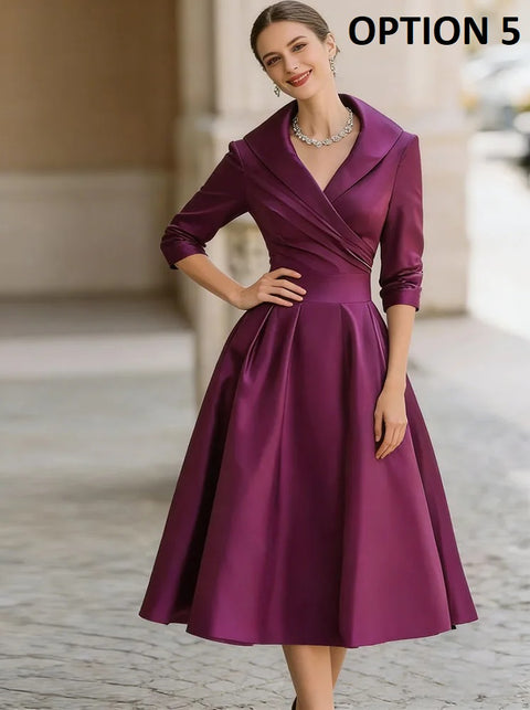 New Elegant Waist-Contracted Mid-Calf Fit and Flare Long Dress CODE: KAR4969