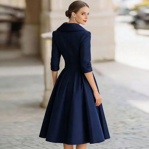 New Elegant Waist-Contracted Mid-Calf Fit and Flare Long Dress CODE: KAR4969