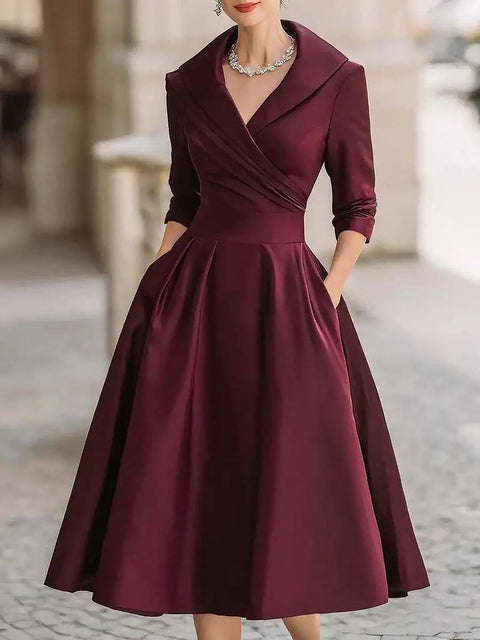 New Elegant Waist-Contracted Mid-Calf Fit and Flare Long Dress CODE: KAR4969
