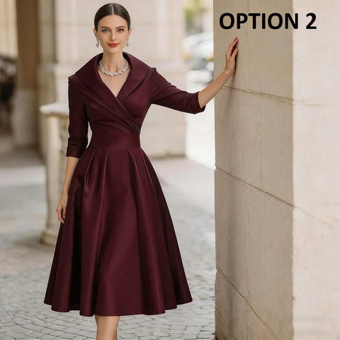 New Elegant Waist-Contracted Mid-Calf Fit and Flare Long Dress CODE: KAR4969