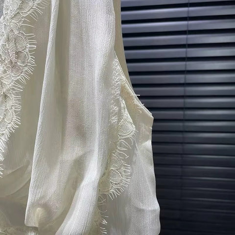 New Fashion Asymmetrical Twist Design Lace Patchwork Tank Top CODE: KAR4973
