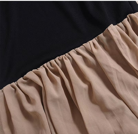 New Neck Color Block Cutout Backless Maxi Long Dress CODE: KAR4974