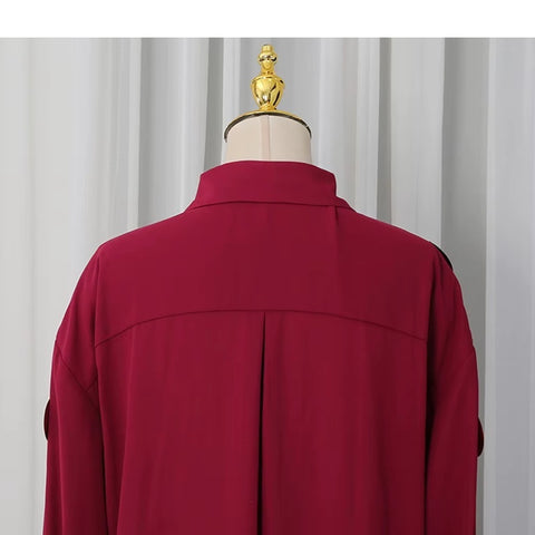 New Elegant Long Sleeve Shirt With High Waist Mini Skirt Set CODE: KAR4975