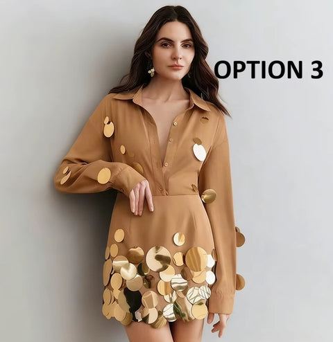 New Elegant Long Sleeve Shirt With High Waist Mini Skirt Set CODE: KAR4975