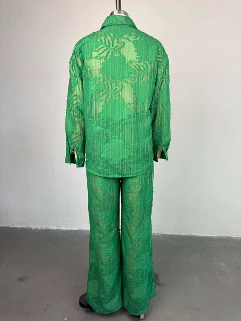 New Perspective Long Sleeve Shirt and Wide Leg Pants Set CODE: KAR4977