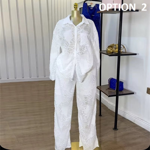 New Perspective Long Sleeve Shirt and Wide Leg Pants Set CODE: KAR4977