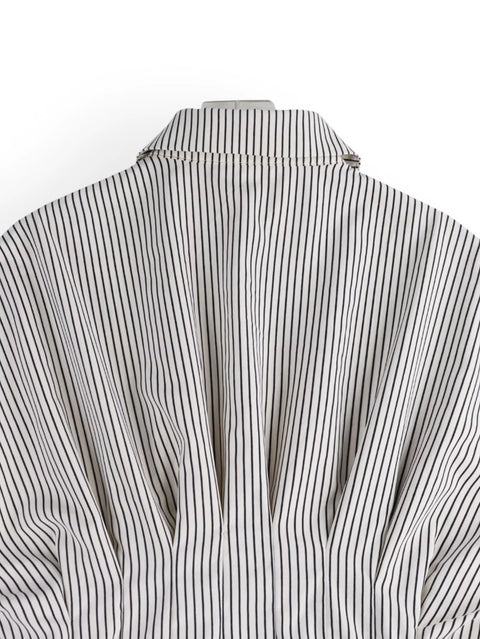 New Casual Versatile Striped Pleated Slimming Collar Top CODE: KAR4978