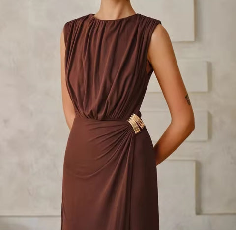 New Pleated Sleeveless Elegant Party Sexy Long Dress CODE: KAR4980