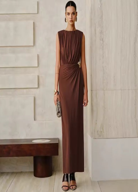 New Pleated Sleeveless Elegant Party Sexy Long Dress CODE: KAR4980