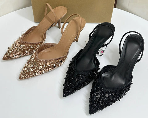 New Sparkling Sequins Beads Mesh Luxury High Heels CODE: KAR4987